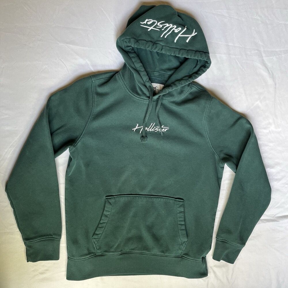 VTG Y2K Hollister California Script Logo Embroidered Pullover Hoodie M Medium